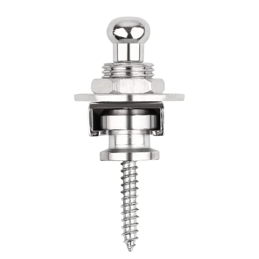 Trava Correia Strap Lock Prata Cromada Roldana Guitarra Baixo Violao Ukulele Seguranca Profissional
