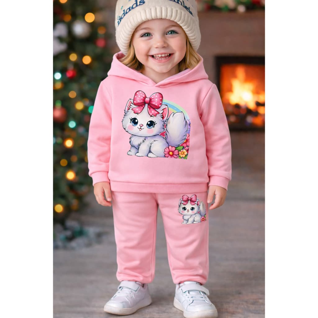 Conjunto Infantil Moletom Com Capuz Calça Blusa De Frio Jaqueta Menina 522
