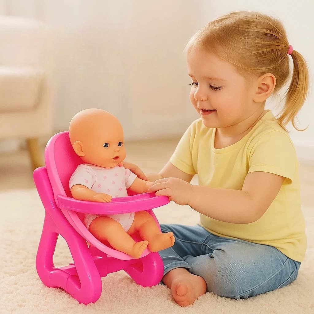 Cadeira Bebê Brinquedo Bonecas Balancinha Presente Criança Empurra Andador Rosa Passeio Assento