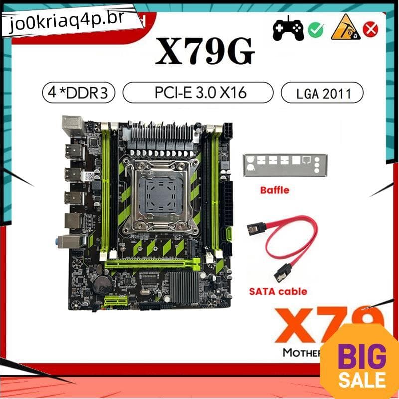 Placa-Mãe X79G + Cabo + Moldura LGA2011 4XDDR3 RECC Slot M . 2 NVME PCI-E X16 6XUSB2.0 SATA3.0 De Jogo De Servidor