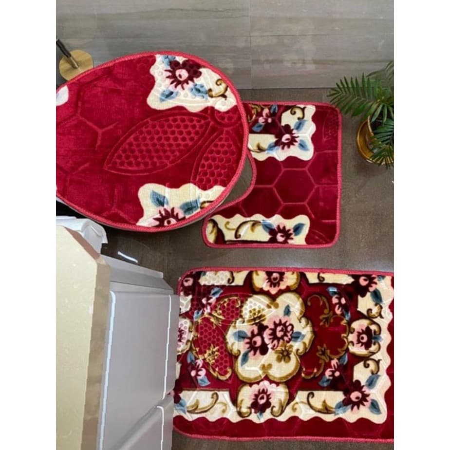 Jogo De Banheiro Com Estampa Floral, jogo antiderrapante casa decoração promoção