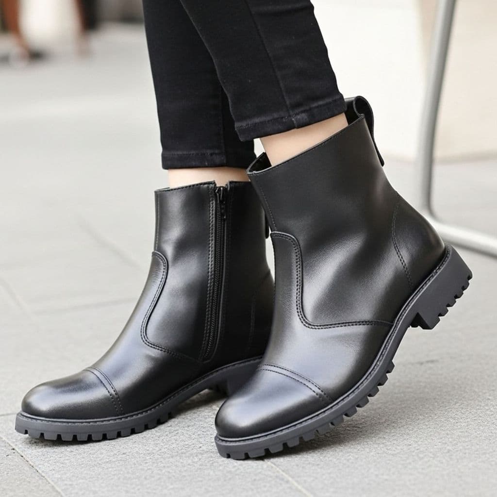 Bota Coturno Feminino Couro Legitimo Tratorado Chelsea Bota Confortável Macia Moda Inverno Urbano Casual Antiderrapante
