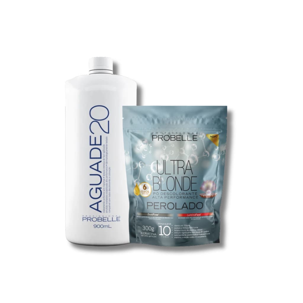 Kit Pó Descolorante Probelle Perolado Ultra Blonde 300g + Água Oxigenada Cremosa 20 vol 900ML Probelle probelle