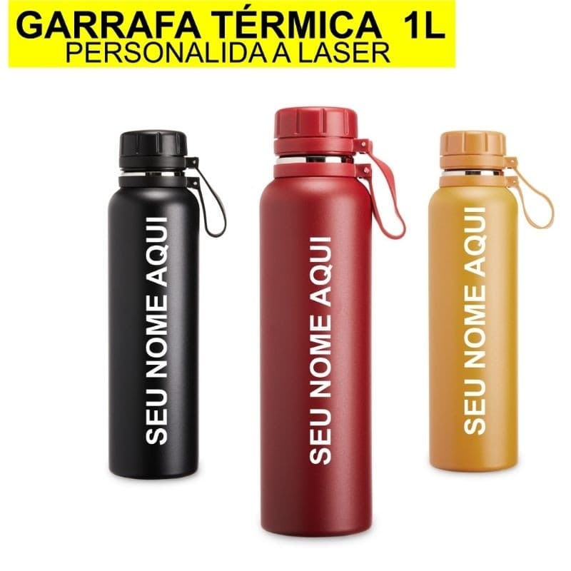 50 GARRAFA TERMICA 1 LITRO PERSONALIZADA COM NOME E LOGO