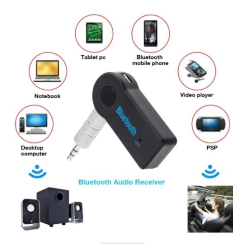 Receptor Bluetooth P2 3.5mm para Carro e Som | Adaptador Áudio Wireless com Microfone Hands Free