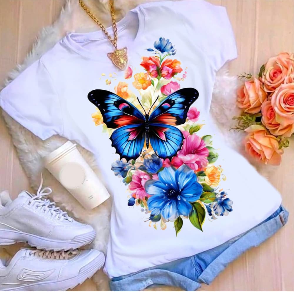 unissex camiseta feminina moda basica manga curta estampa flores P ao G5