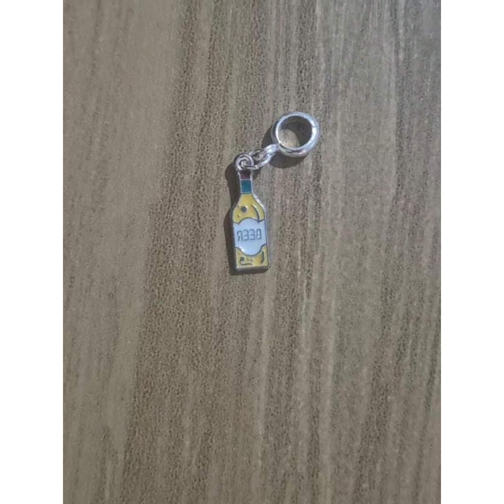 Berloque folheado em prata 925 cerveja, bebida, garrafa cerveja