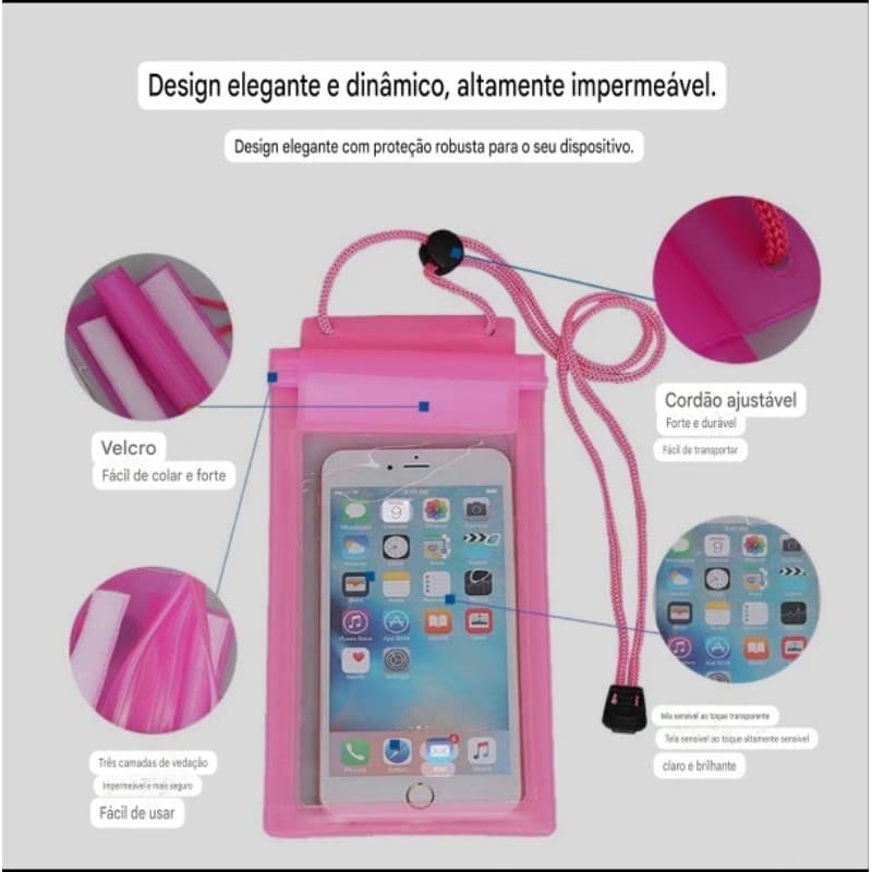 Capa Protetora Impermeável Universal para Celular - Transparente e à Prova D'Água 809