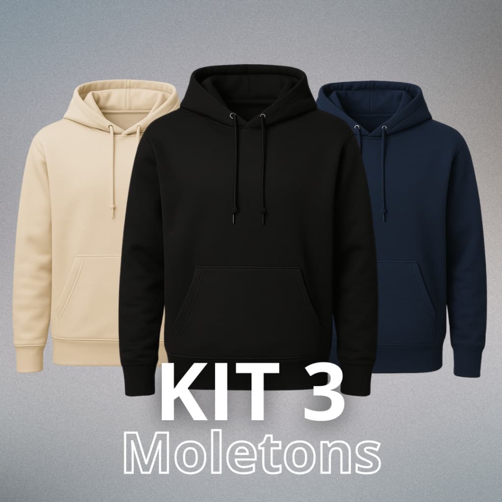 Kit 3 Moletons Canguru Com Capuz Unissex Liso Conforto Premium Blusa de Frio Com Bolso