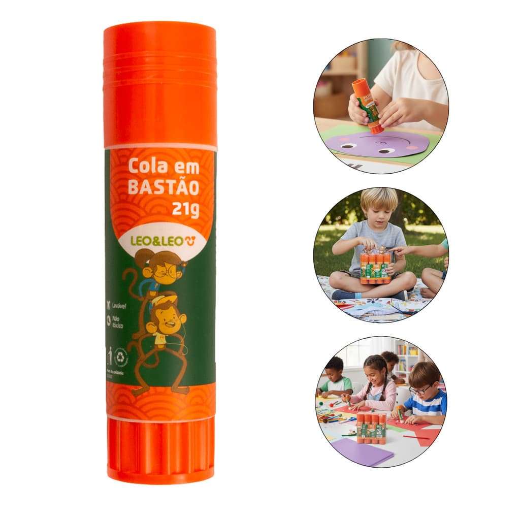 Cola Bastão Leo & Leo 21g 1 Unidade Papelaria Artesanato Secagem Rápida Alta Fixação