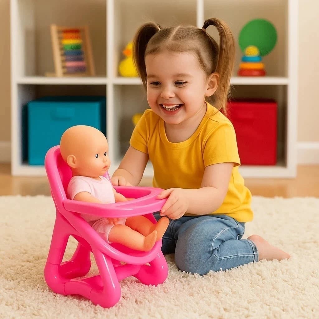 Cadeira Bebê Brinquedo Bonecas Balancinha Presente Criança Empurra Andador Rosa Passeio Assento