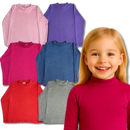Kit Sortido 4 Blusa Manga Longa Ribana Canelada Menina/Feminino Infantil Juvenil Lisas Escolar