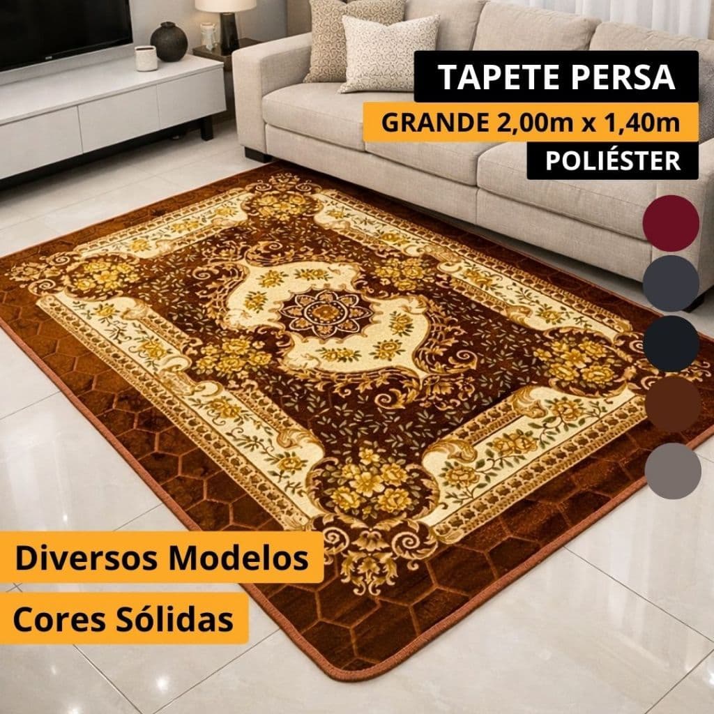 Tapete Grande Floral 2,00m x 1,40m Antiderrapante Tapete Árabe para Sala Quarto grande