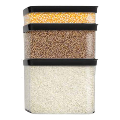 Kit 3 Potes Herméticos Helsim Para Arroz Feijão e Mantimentos