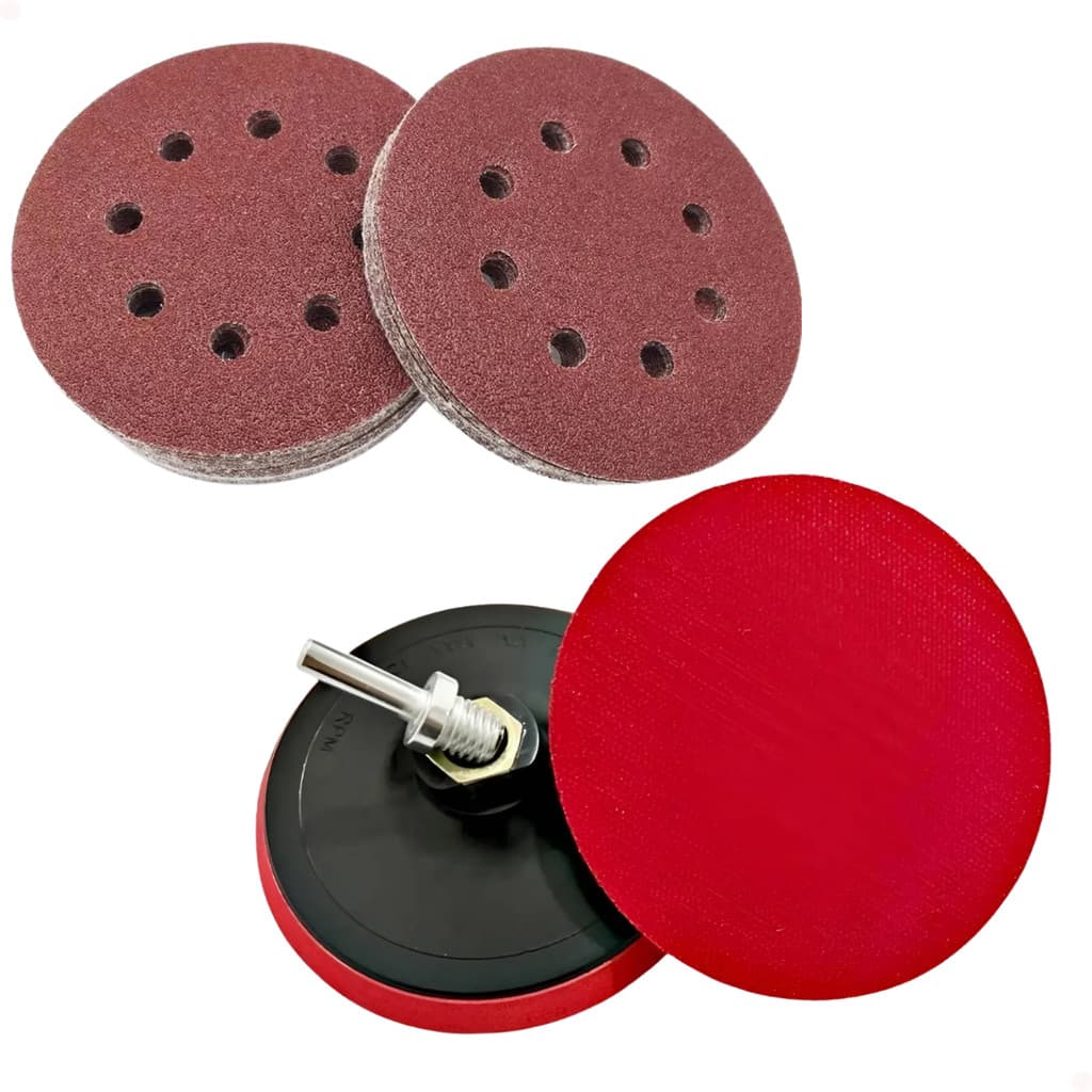 Suporte de Lixa de Borracha Para Furadeira e Esmerilhadeira + 10 discos de lixa 125 mm