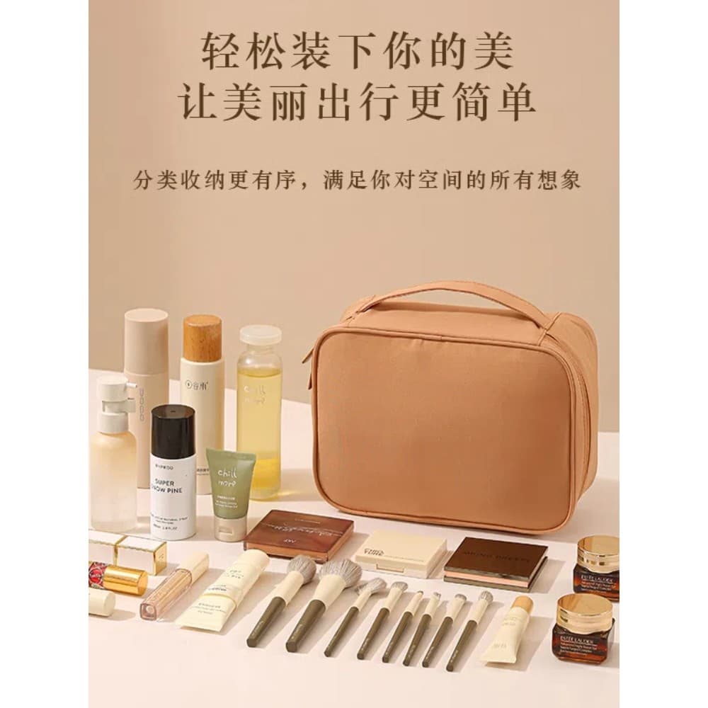 Bolsa cosmética divisória de grande capacidade, portátil, produtos para cuidados com a pele, pincel de maquiagem, bolsa