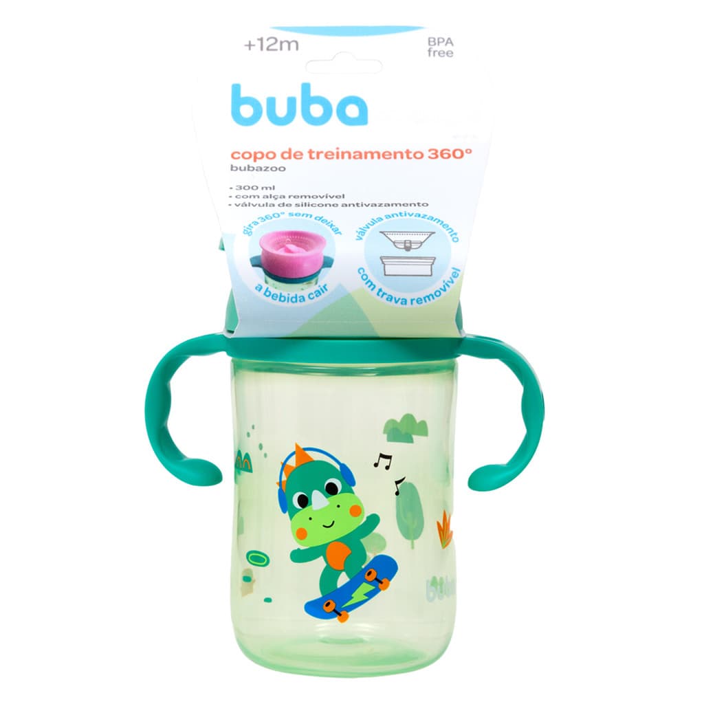 Copo de Treinamento 360° Buba zoo Dino 300ml