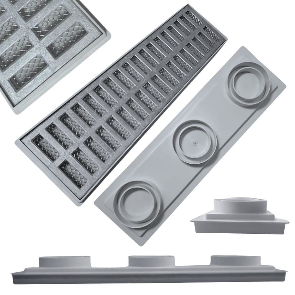 Ralo para Laje 15x50 Aluminio Quintal Sacada com Tela Coletor Raso Cinza
