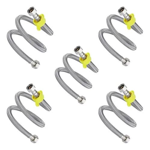 Kit 5 Engate Flexível Rabicho Inox 50cm 1/2  Fêmea Prateado Prateado Fosco