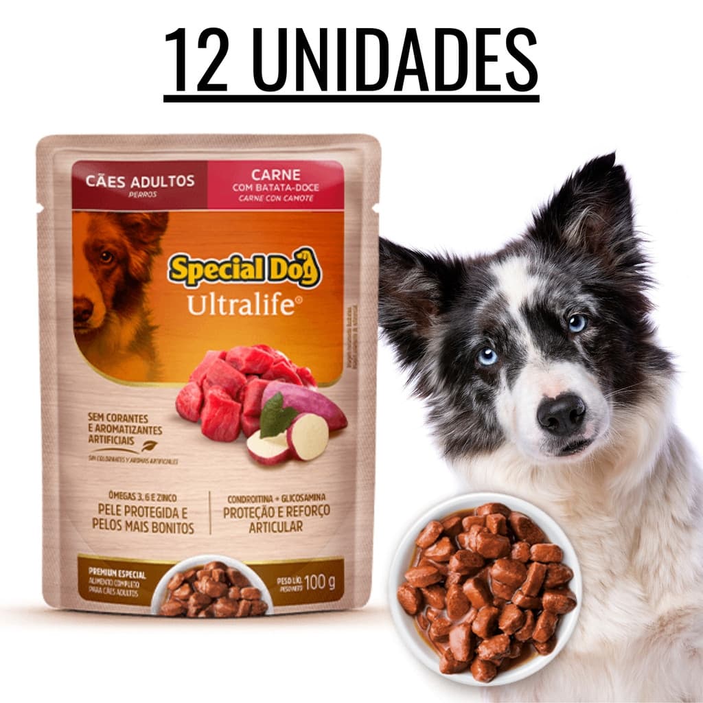 RAÇÃO ÚMIDA SACHE CÃO ADULTO CARNE SPECIAL DOG 12x100G