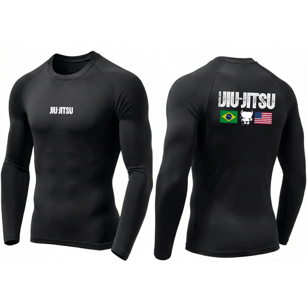 Rash Guard Jiu Jitsu Camisa de Compressão MMA Muay Thai Treino NO GI