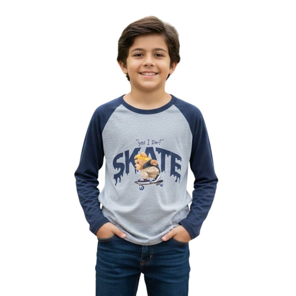 Camiseta Infantil Manga Longa Skate 10 ao 14 Meninos