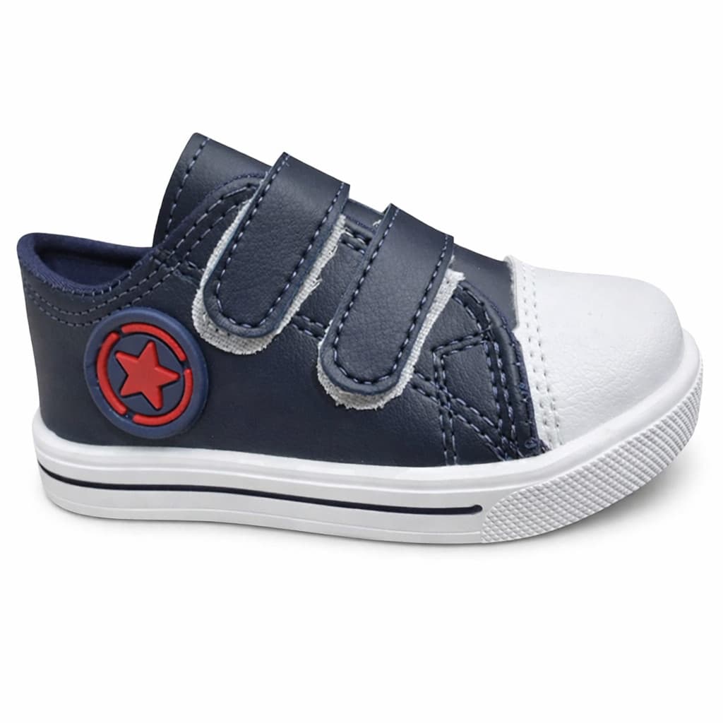 Tênis Bebê Azul Marinho All Com Velcro Star Estrela Confortável
