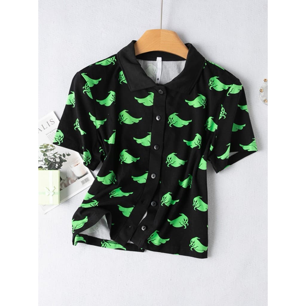 EH59-2 Novo produto feminino algodão estiramento lapela camisa Polo solta Casual impresso camiseta de manga curta camisa