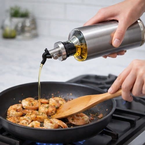Galheteiro Dosador para Azeite e Vinagre 300 ml Vidro Transparente Tampa Aço Inox
