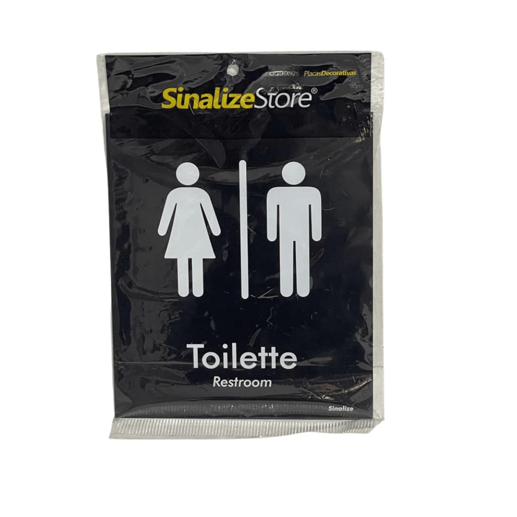 Placa Preto Sinalize Toilette Unissex 15x18cm