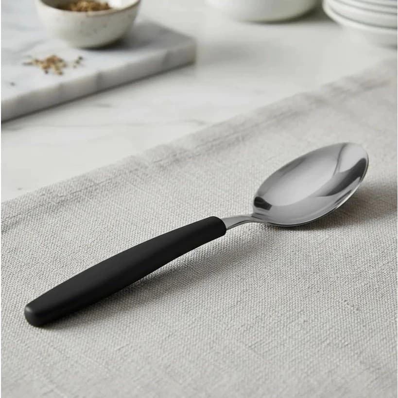 Kit 6 Colheres Sobremesa Inox Fosco Preto Resistente Elegante Mesa Jantar Lanches