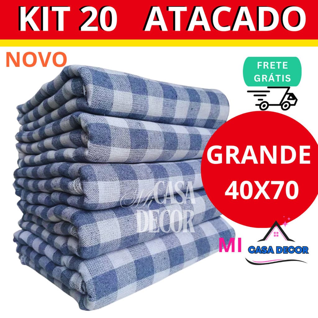 20 un Pano De Chão grande Xadrez  Branco Tamanho70x40 saco duplo pano de limpeza algodão
