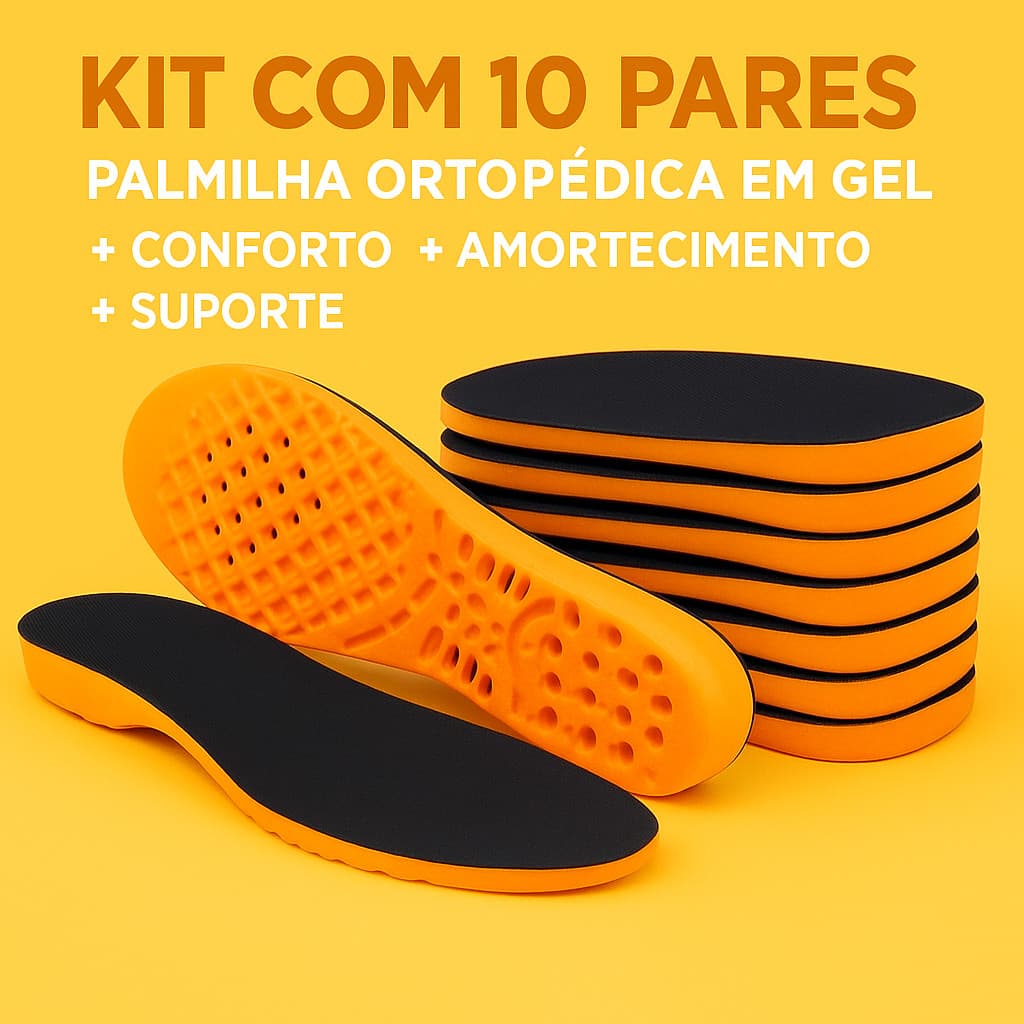 Palmilha Ortopédica em Gel | Kit 10 Pares | Super Conforto envios imediatos