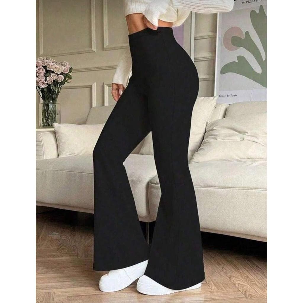 Calça Legging Feminina Flare Cintura Alta Preta
