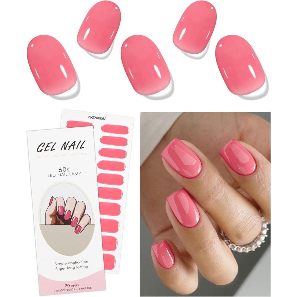 Adesivos de Unhas em Gel JMEOWIO Laranja Rosa, Tiras de Gel Semi-Curadas para Unhas, Acessórios de Decoração para Arte d