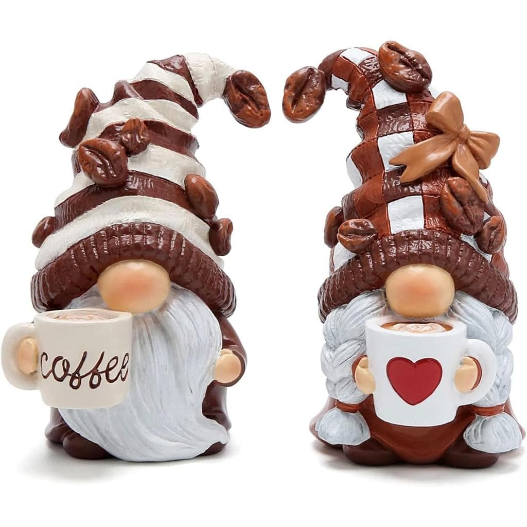 Figuras de Gnomos Hodao 2 Peças, Anões de Café, Acessórios de Decoração para Cafeterias, Presentes de Primavera, Decoraç