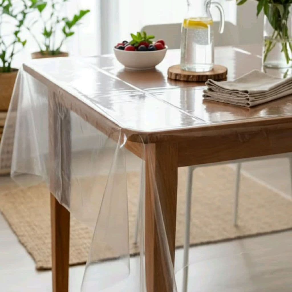 Toalha de Mesa plástica PVC Ultra Grossa 6/4/8/12 lugares Transparente e Impermeável