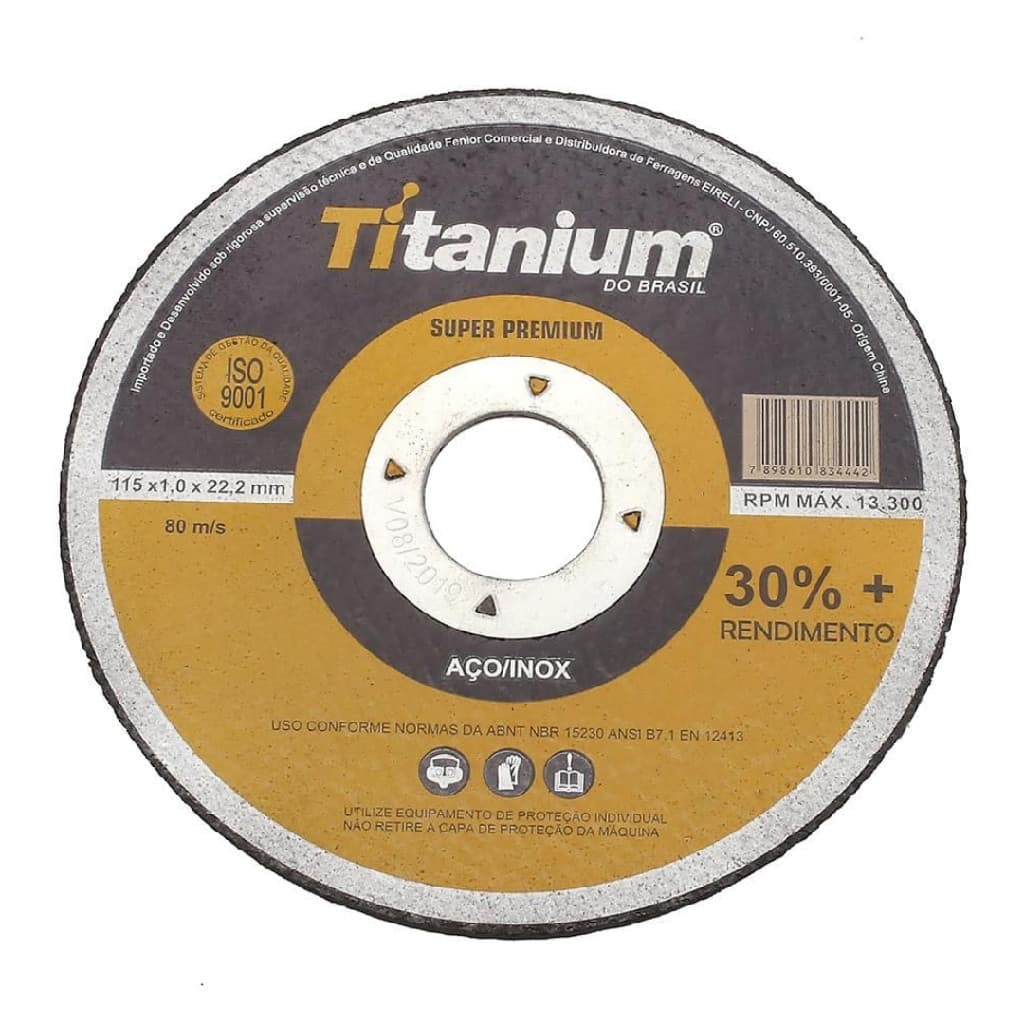 Disco Corte Fino Super Premium 4.1/2" X 1,0 X 7/8 Modelo 05047 Titanium