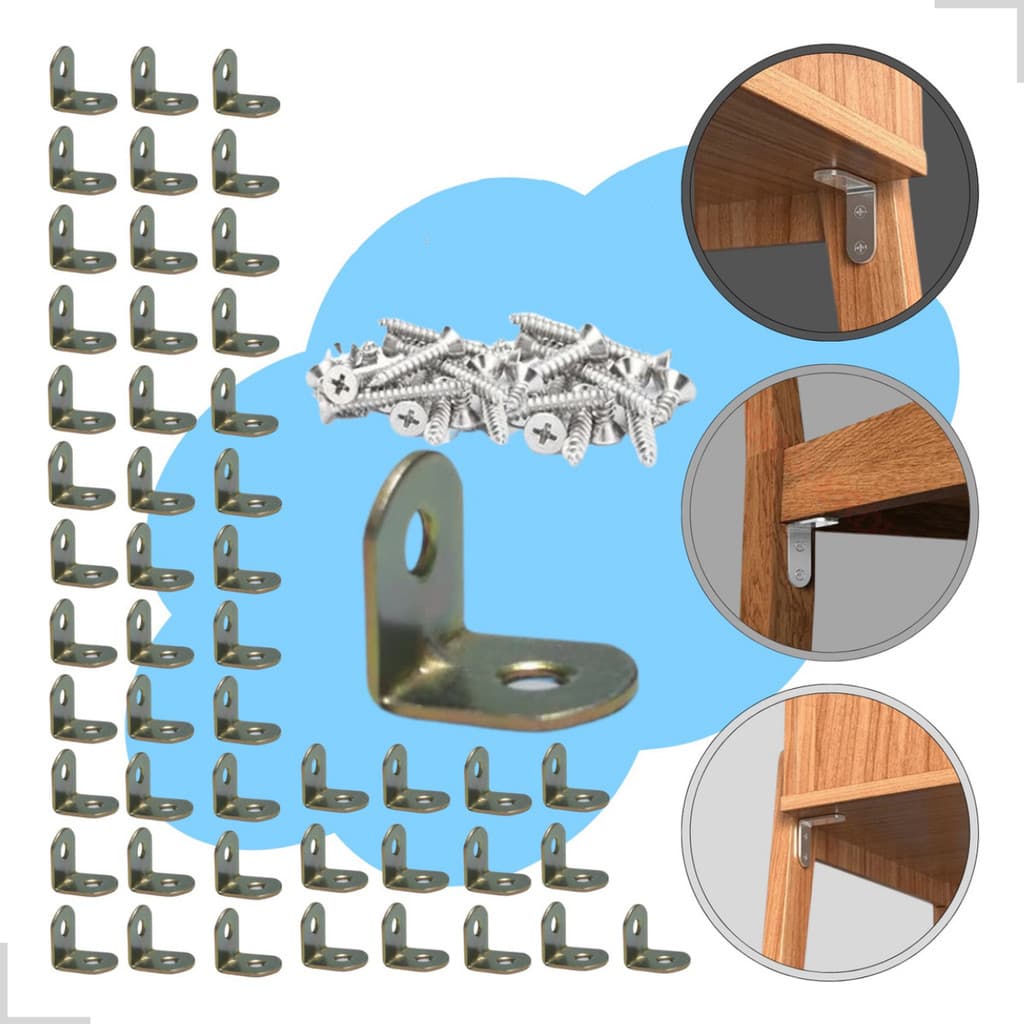 Kit 30 Pç Cantoneira L Reforço Móveis 2 x 2 Cm + Parafusos Fixação Acabamento Escantilhão Fixador