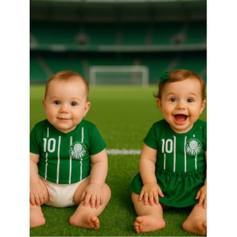 Body Infantil Palmeiras -  temático para Bebê Mesversário Promoção