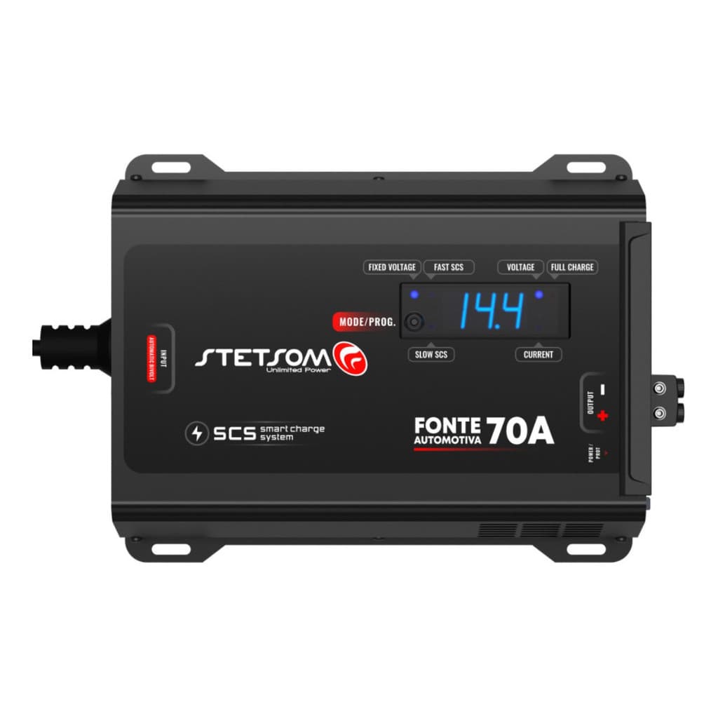 Fonte Carregador Stetsom Infinite 70a Amperes Som Automotivo Para Caixa Bob Som Carro Paredão 12v Bivolt Carregador