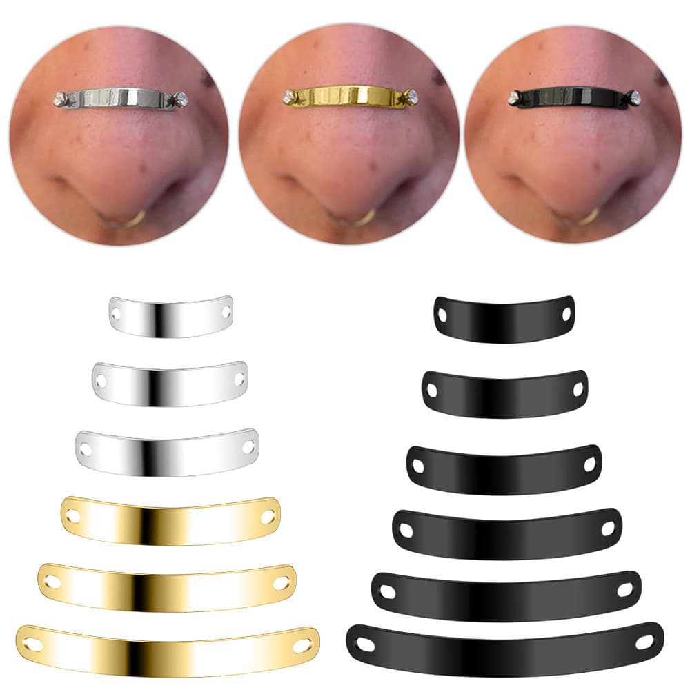 1 Pc Acessório De Aço Inoxidável Ouro Para Perfurar O Nariz Jóias De Corpo Preto