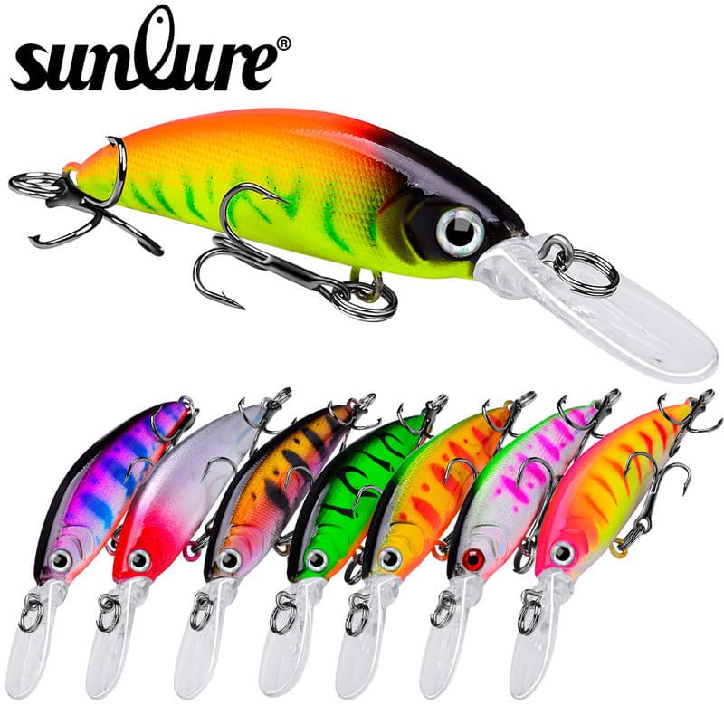 Minnow submerso 5.5g/7cm Isca de robalo Isca longa fundida Isca dura falsa de água doce