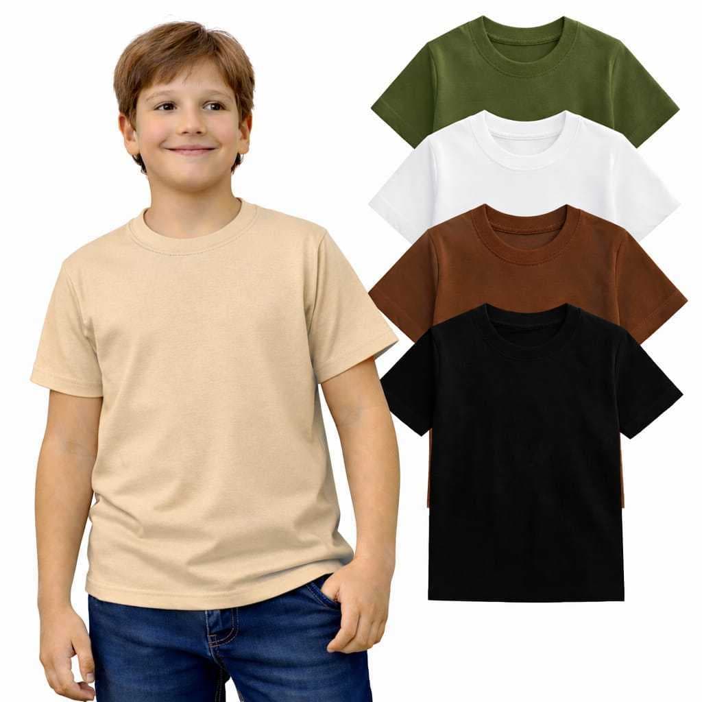 Camiseta Infantil 100% Lisa Básica Manga Curta Kit  2 e 5 Unissex Masculina e Feminina Lisa Básica