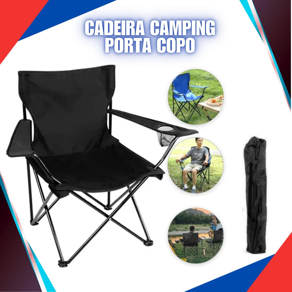 Cadeira Portátil Dobrável Pesca Camping Praia Encosto 120kg