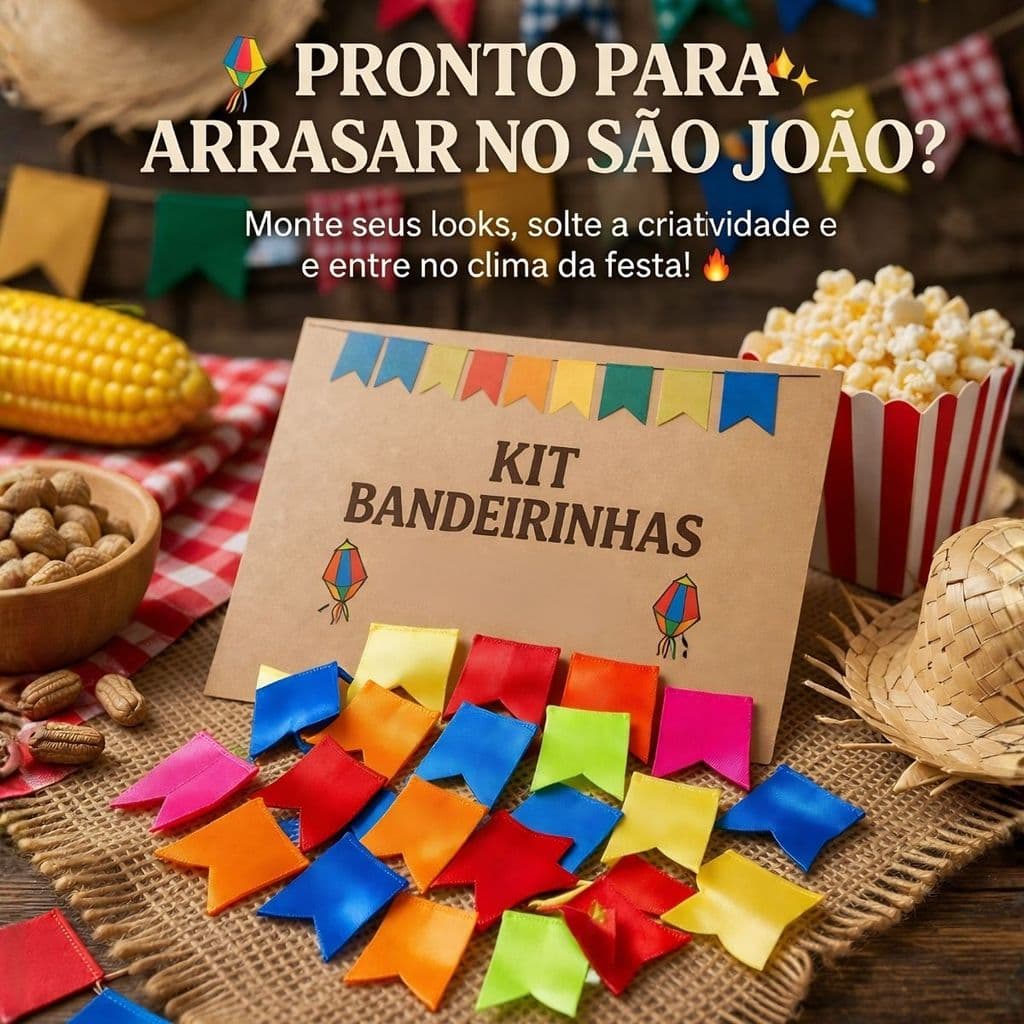 Aplique De Bandeirinha Adesiva  Junina Para Customização