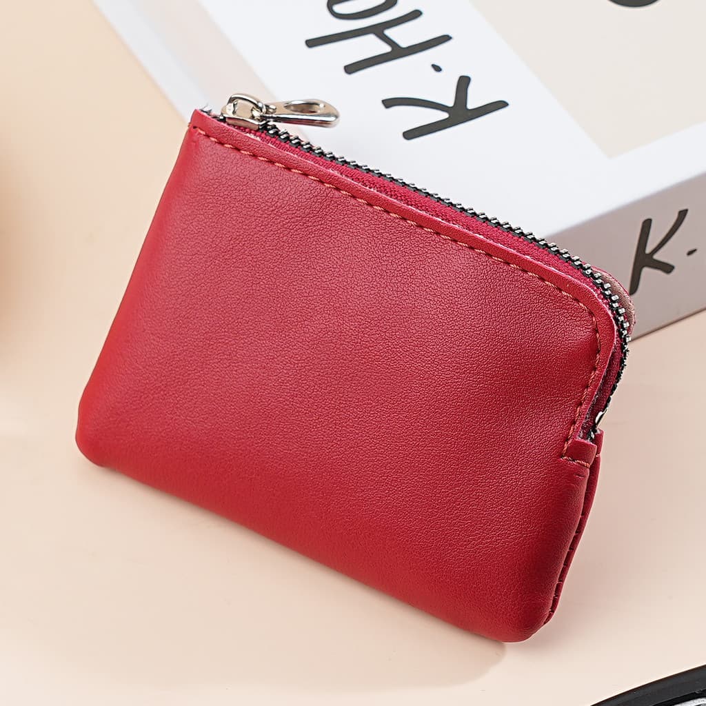 2025 novo estilo feminino titular do cartão moeda caso chave masculino couro macio zíper pequena carteira Mini bolsa de