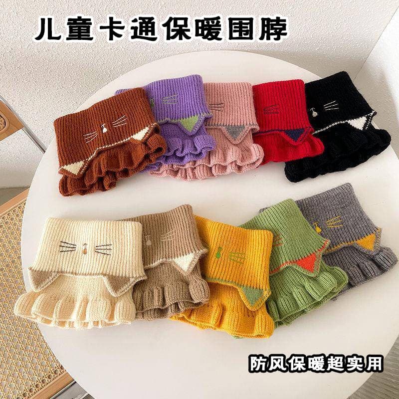 W inverno quente cachecol crianças versão coreana bonito pescoço proteção proteção contra frio colar falso gatinho babad
