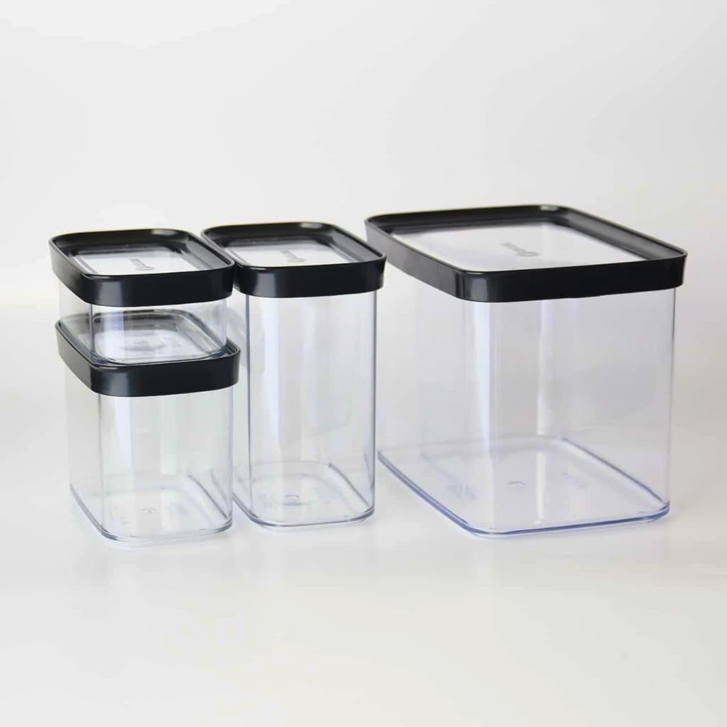 Conjunto de Potes Herméticos Acrílico, 4 Peças 4000ml/1500ml/1000ml/450ml, Transparente HELSIM