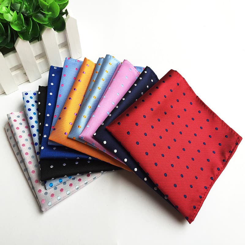 [Caixa de presente] Lenço masculino lenço quadrado Material de poliéster moda bolinhas pequenas bolinhas terno bolso qua